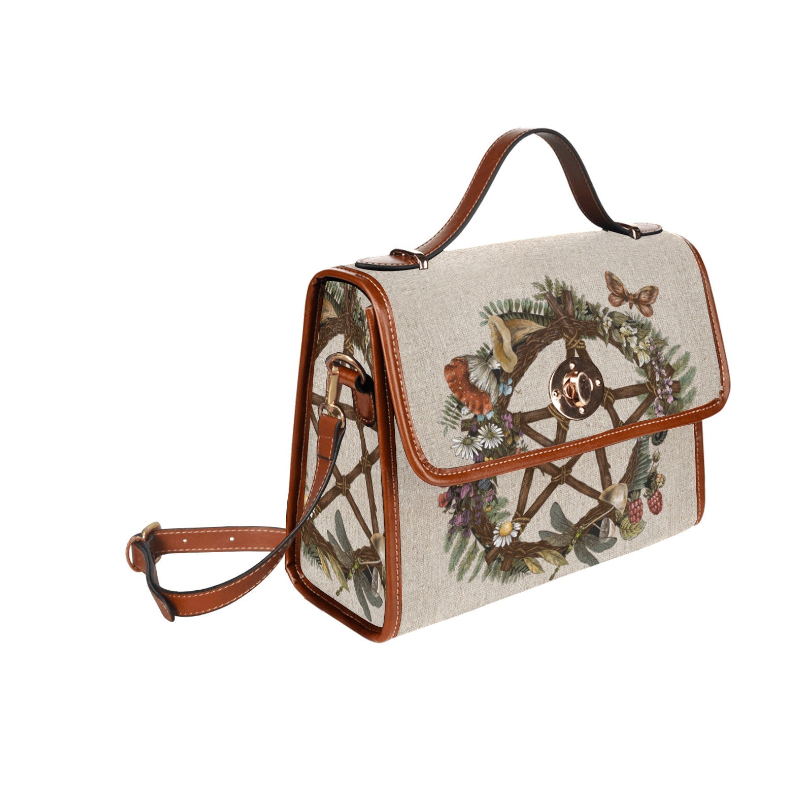 Occult Forest wreath Pentagram cottage witch Canvas satchel Bag - sense forest