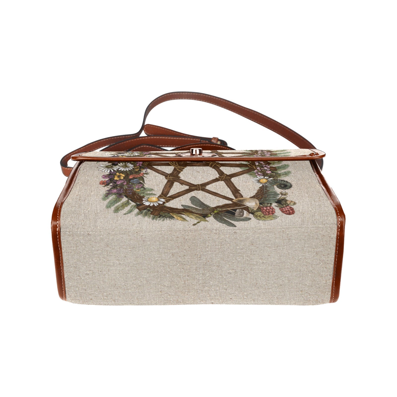 Occult Forest wreath Pentagram cottage witch Canvas satchel Bag - sense forest
