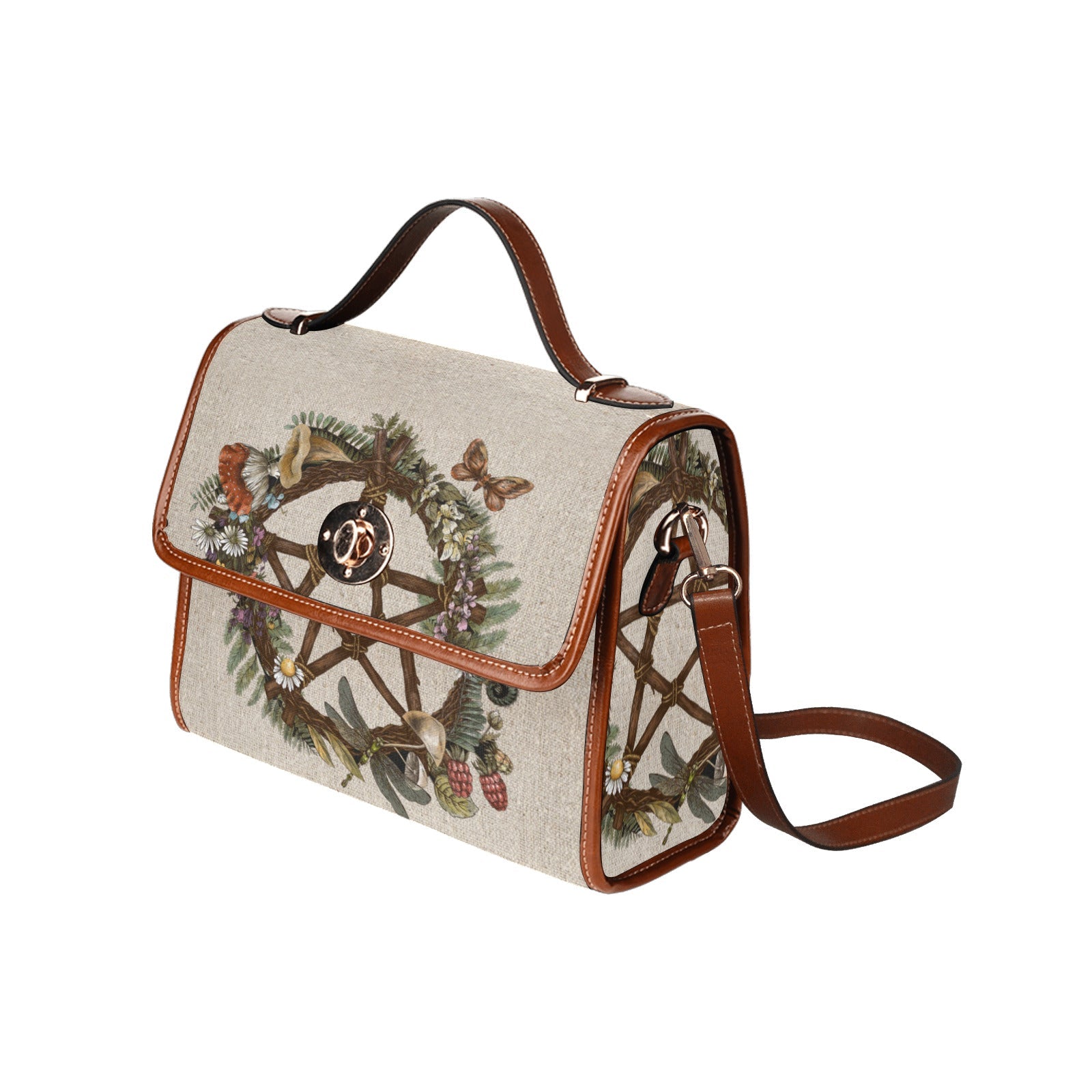 Occult Forest wreath Pentagram cottage witch Canvas satchel Bag - sense forest