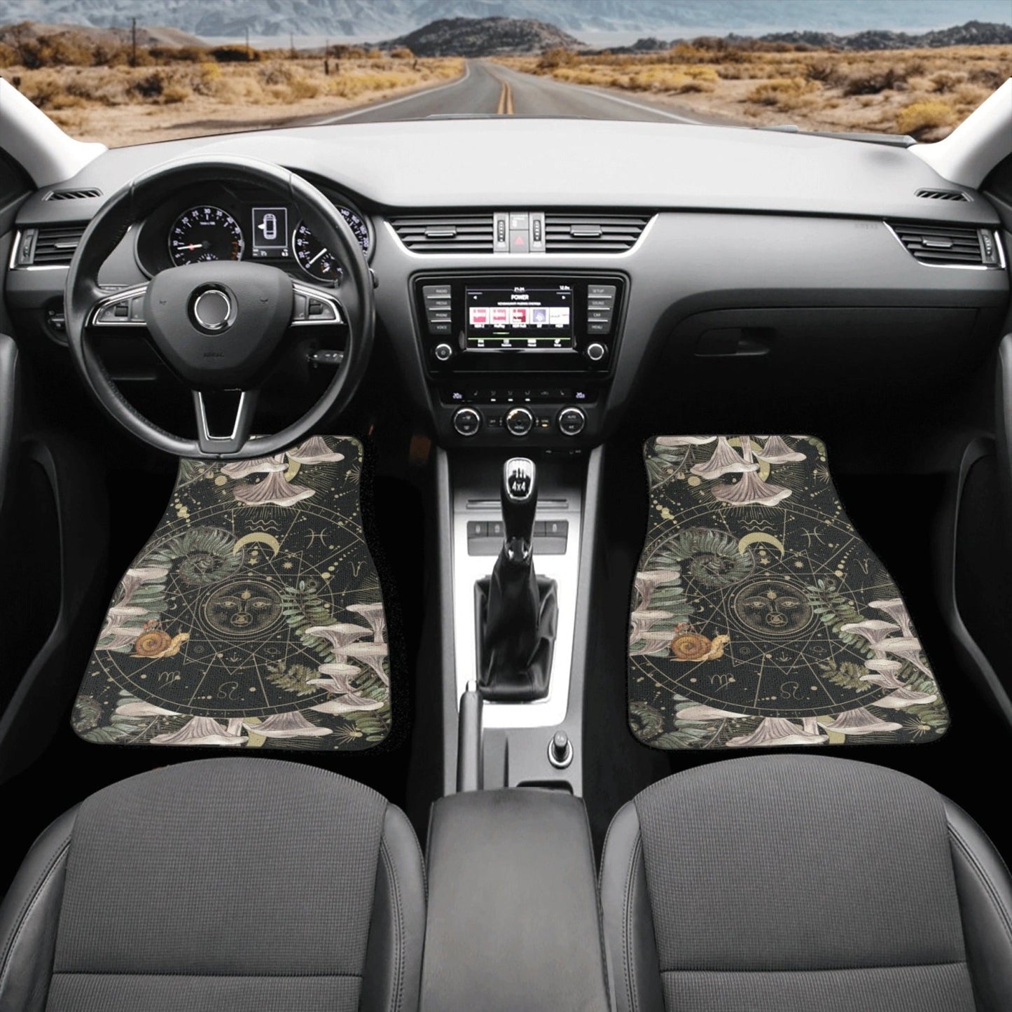 Oyster Mushroom Astrology Back and Front Car Floor Mats - sense forest