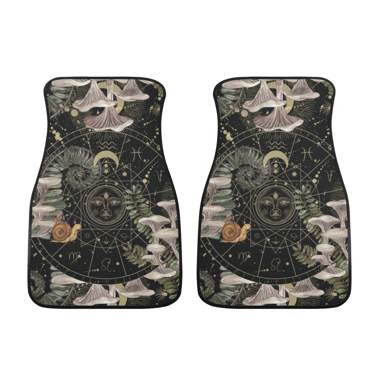Oyster Mushroom Astrology Back and Front Car Floor Mats - sense forest
