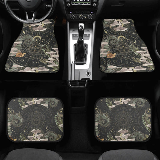 Oyster Mushroom Astrology Back and Front Car Floor Mats - sense forest