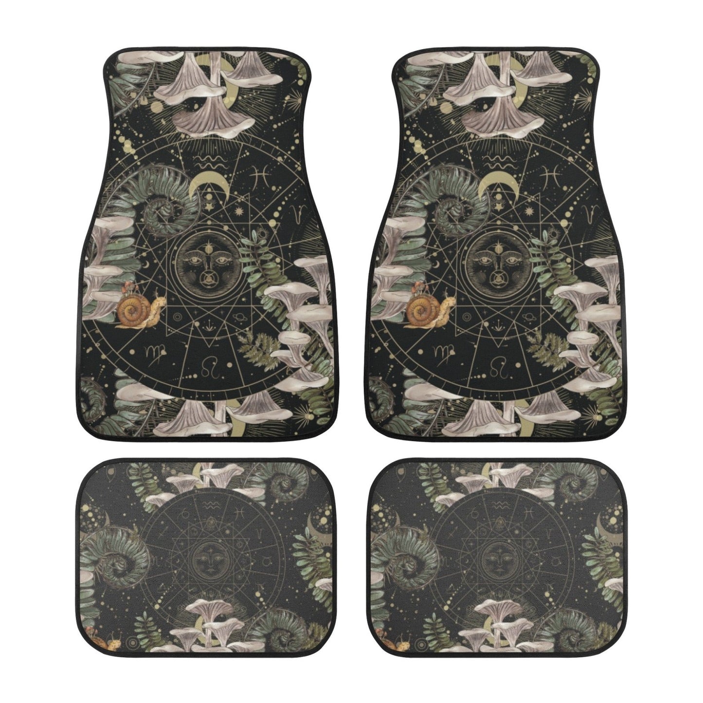 Oyster Mushroom Astrology Back and Front Car Floor Mats - sense forest