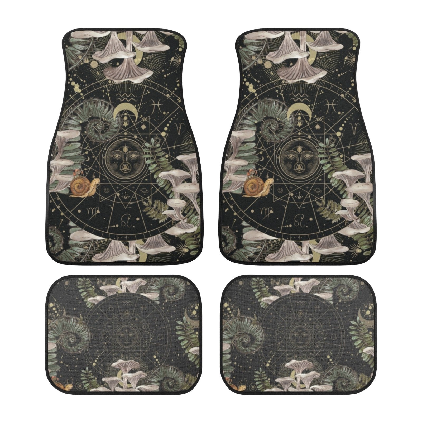 Oyster Mushroom Astrology Back and Front Car Floor Mats - sense forest