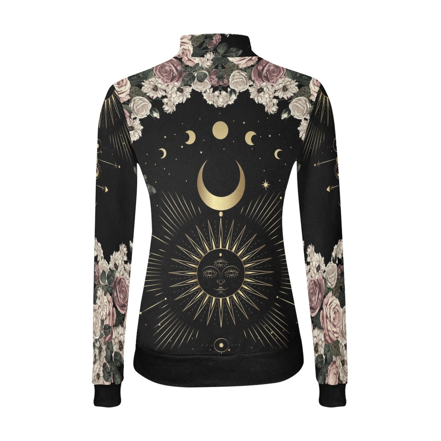 Pale rose moon Long sleeves shirt witchy All Over Print Mock Neck Sweater Top - sense forest