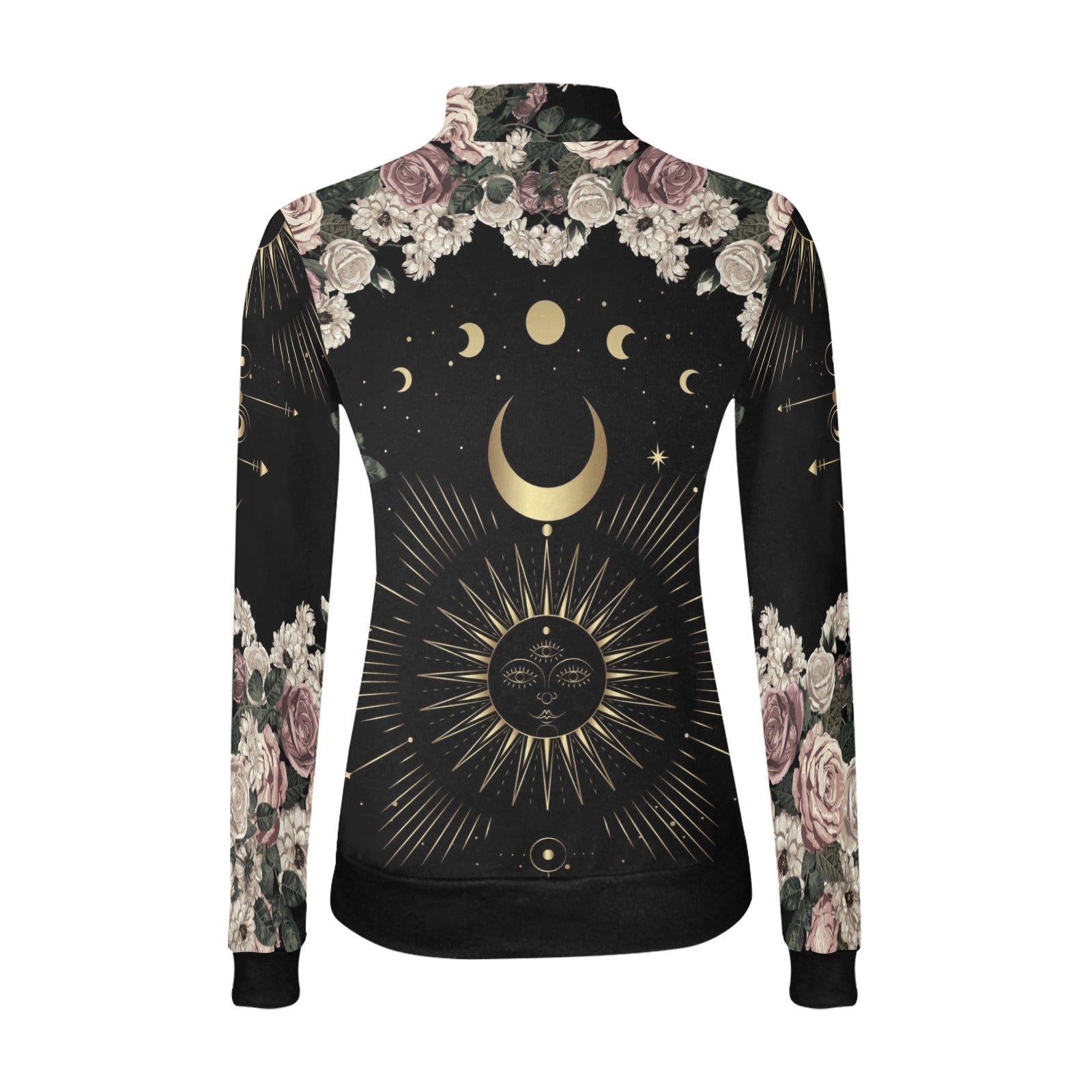 Pale rose moon Long sleeves shirt witchy All Over Print Mock Neck Sweater Top - sense forest