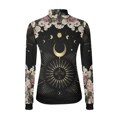 Pale rose moon Long sleeves shirt witchy All Over Print Mock Neck Sweater Top - sense forest
