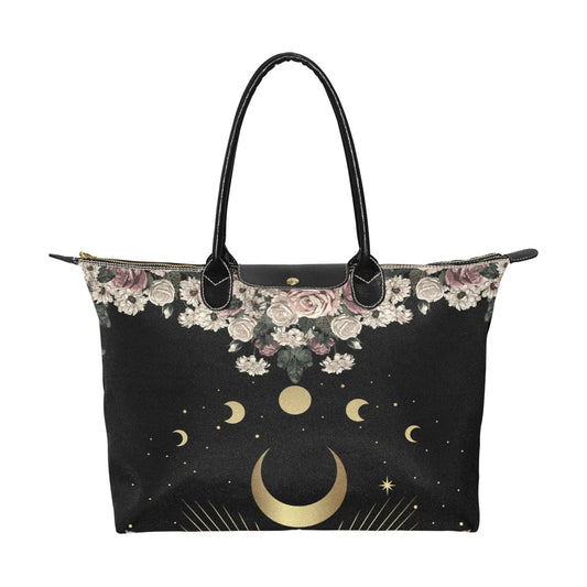 Pale rose moon phase Witch zip tote Women's Classic Handbag - sense forest