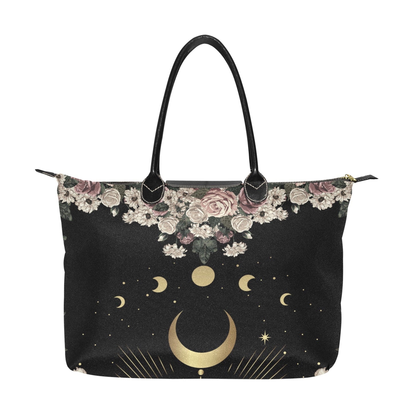 Pale rose moon phase Witch zip tote Women's Classic Handbag - sense forest