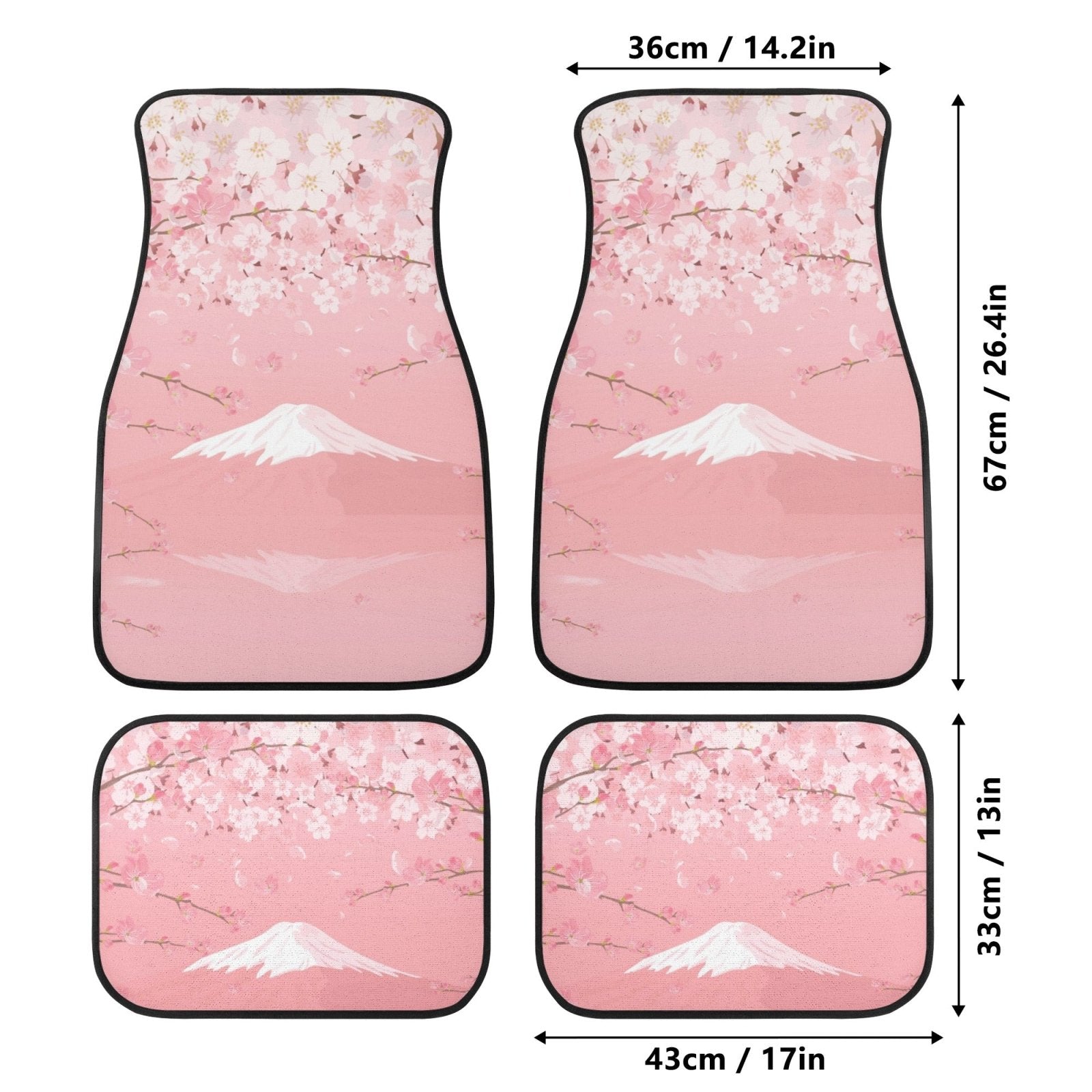 Pink Fuji Cherry Back and Front Car Floor Mats - sense forest