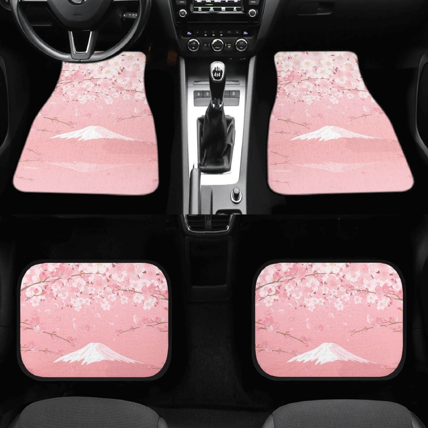Pink Fuji Cherry Back and Front Car Floor Mats - sense forest