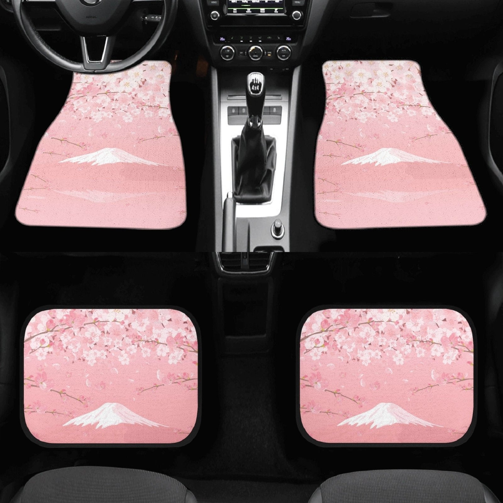 Pink Fuji Cherry Back and Front Car Floor Mats - sense forest