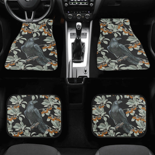Raven Crow Back and Front Car Floor Mats - sense forest