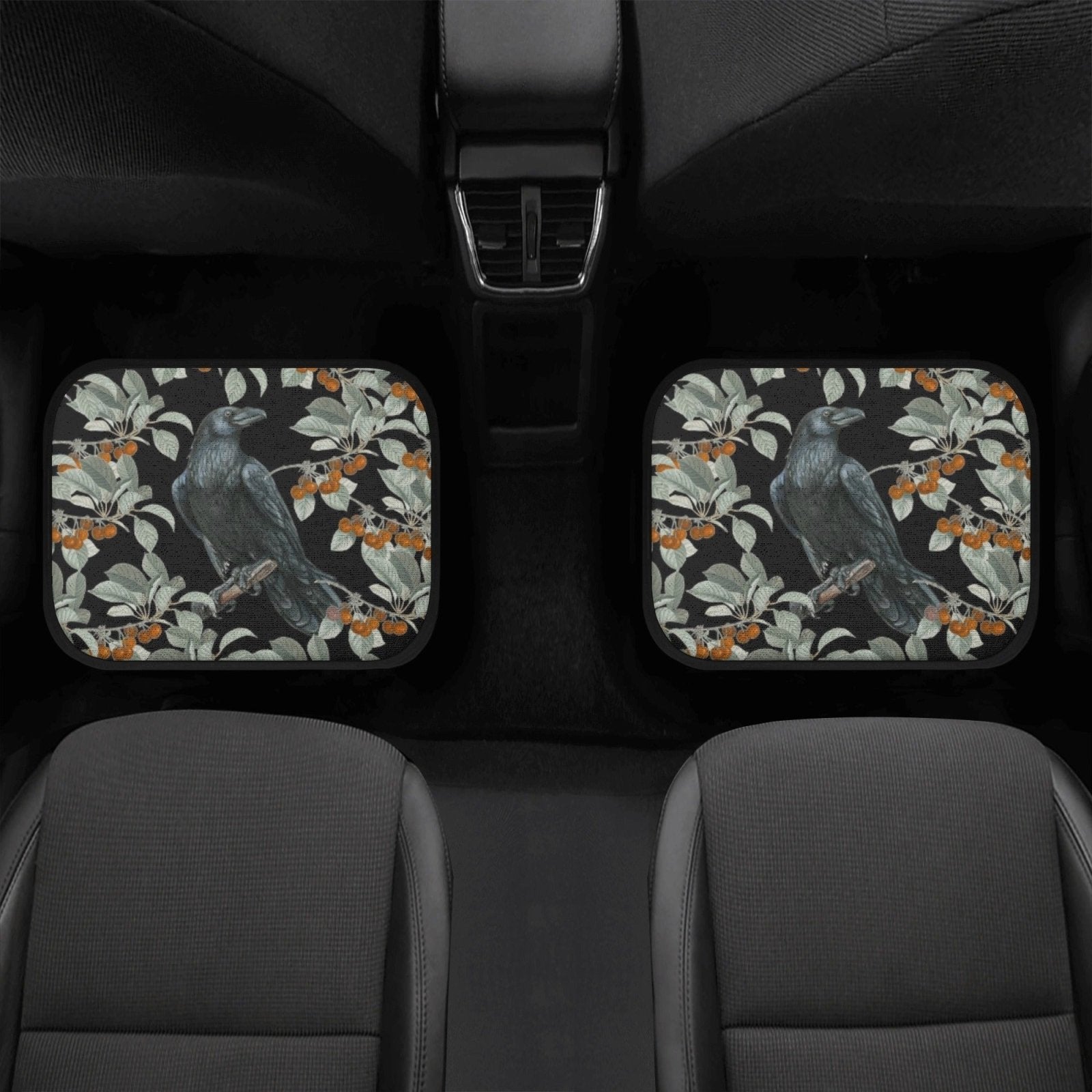 Raven Crow Back and Front Car Floor Mats - sense forest