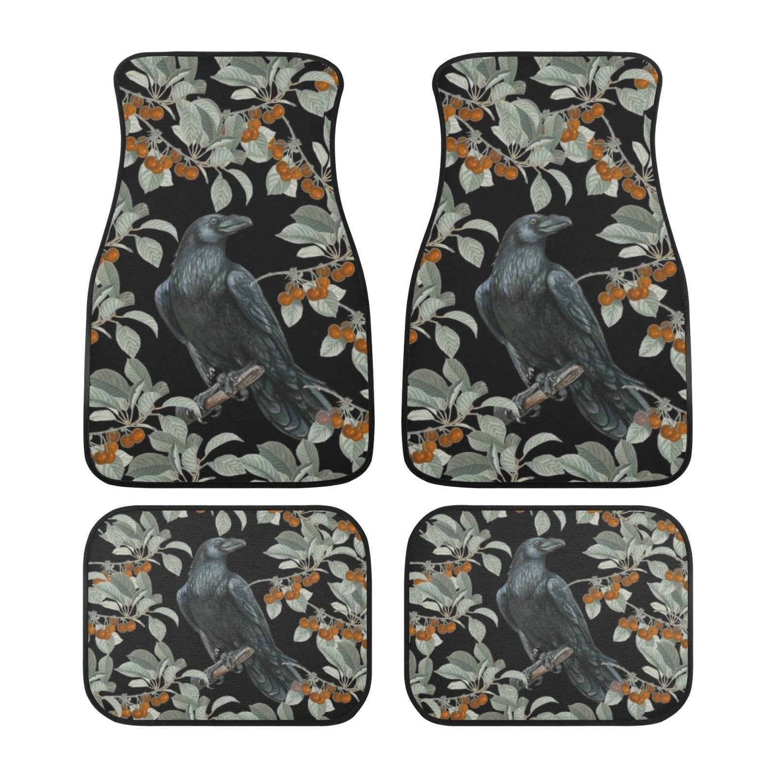 Raven Crow Back and Front Car Floor Mats - sense forest
