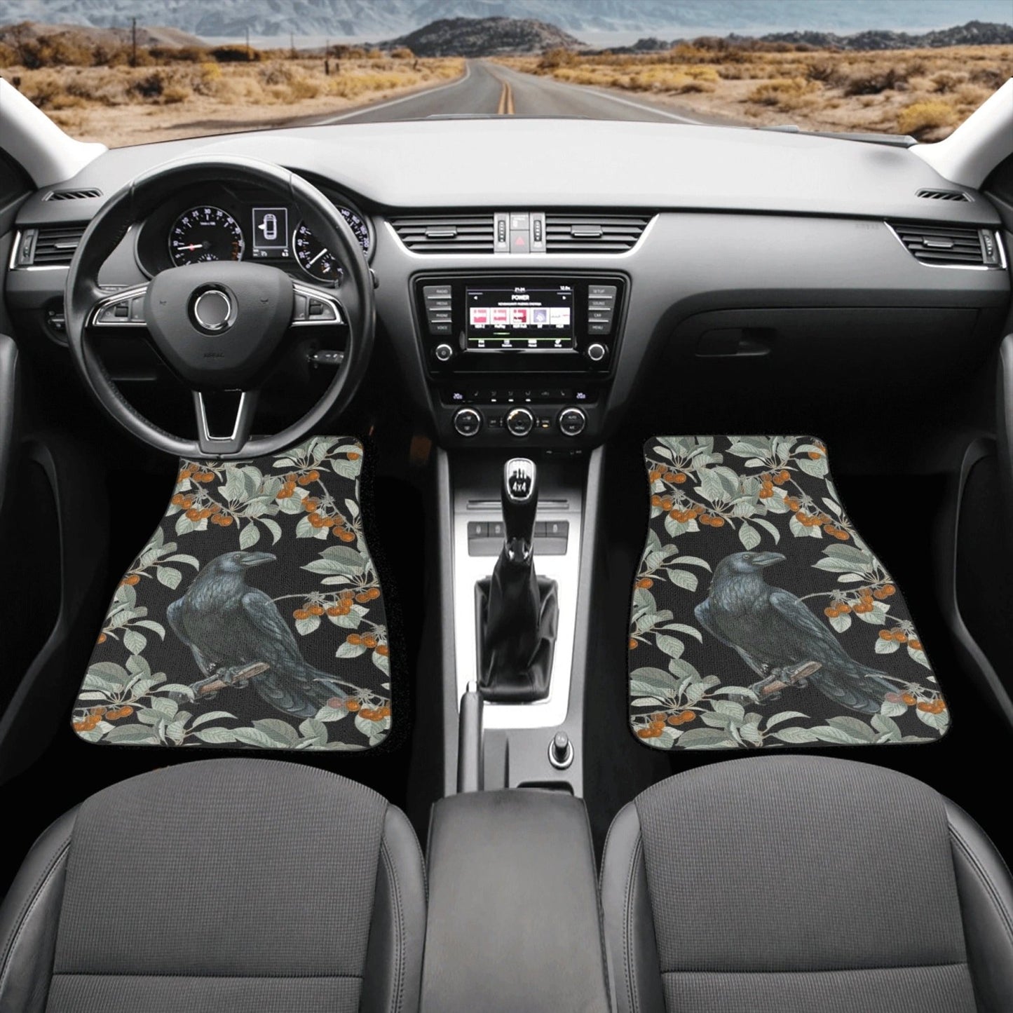 Raven Crow Back and Front Car Floor Mats - sense forest