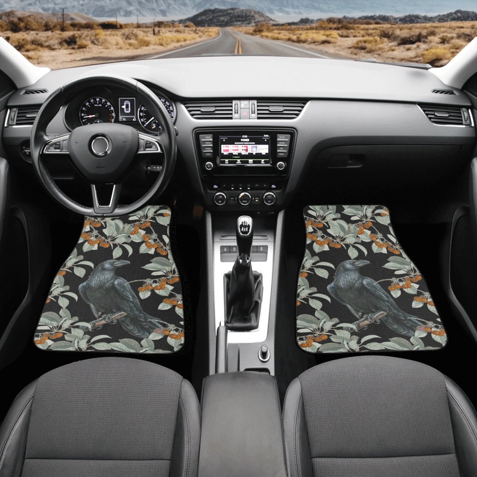 Raven Crow Back and Front Car Floor Mats - sense forest
