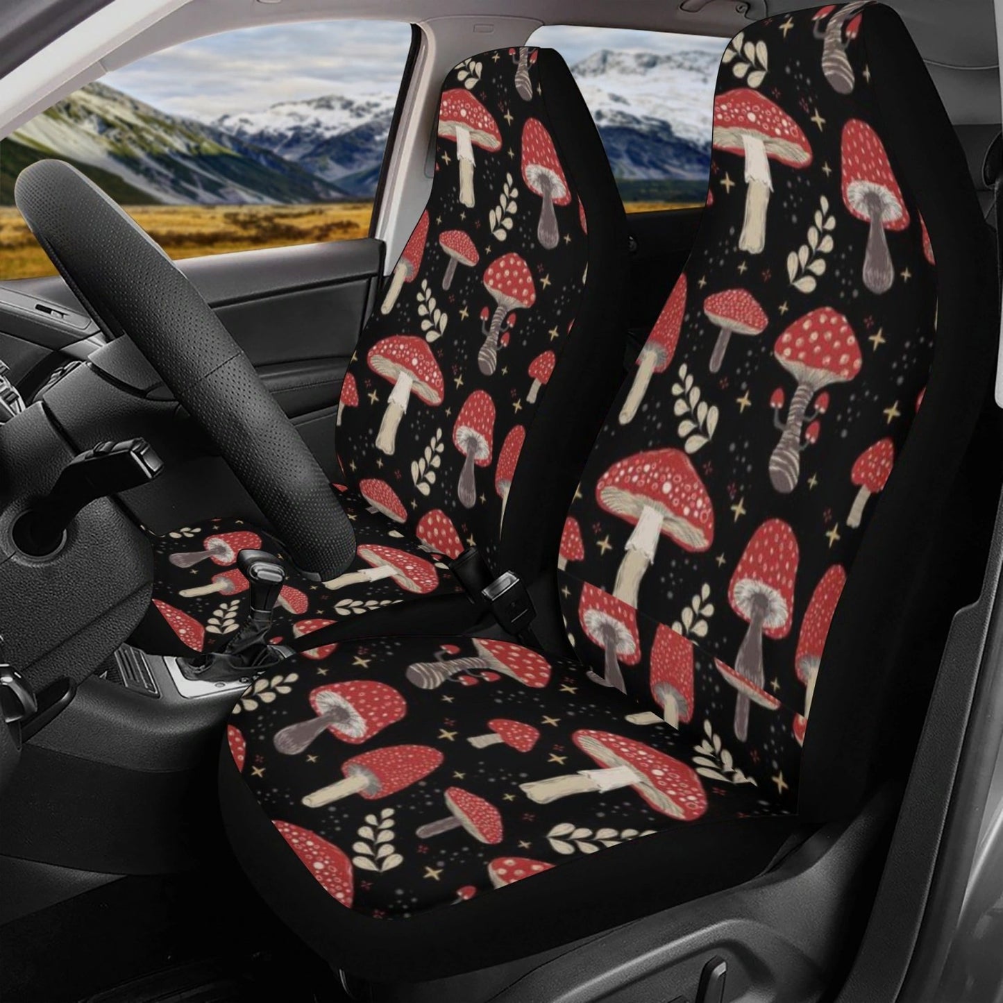 Red Amanita mushroom Car Seat Cover Set - sense forest