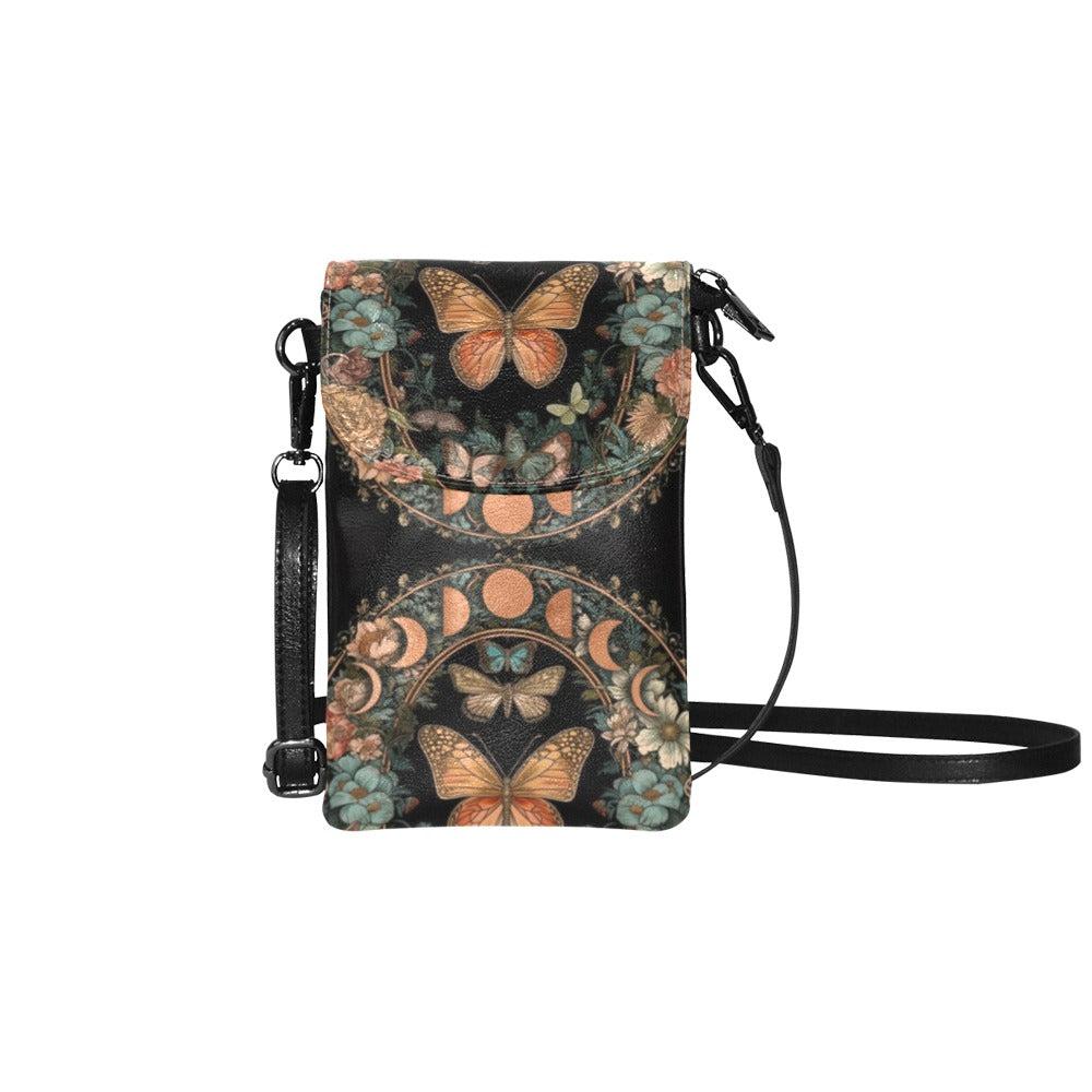 Red Moon Butterfly Vegan leather phone purse - sense forest