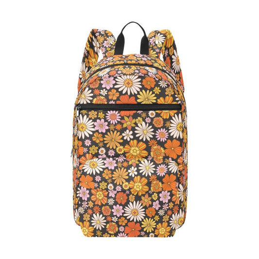 Retro 70s Daisy floral skater backpack Travel Day pack - sense forest