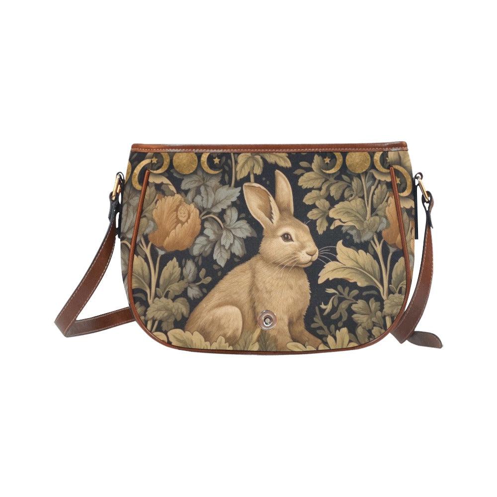 Retro Botanical Rabbit Canvas Saddle Bag - sense forest