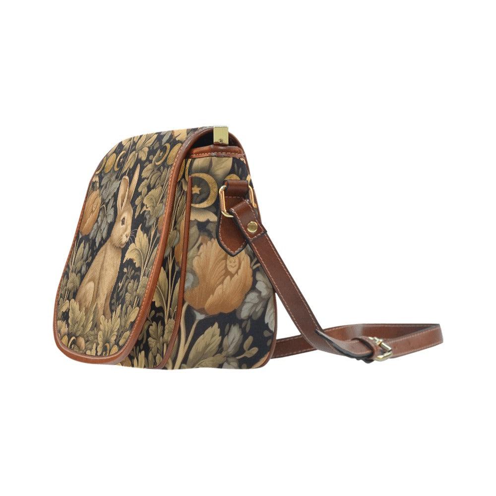 Retro Botanical Rabbit Canvas Saddle Bag - sense forest