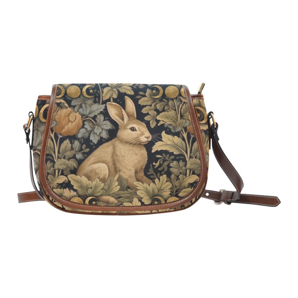 Retro Botanical Rabbit Canvas Saddle Bag - sense forest