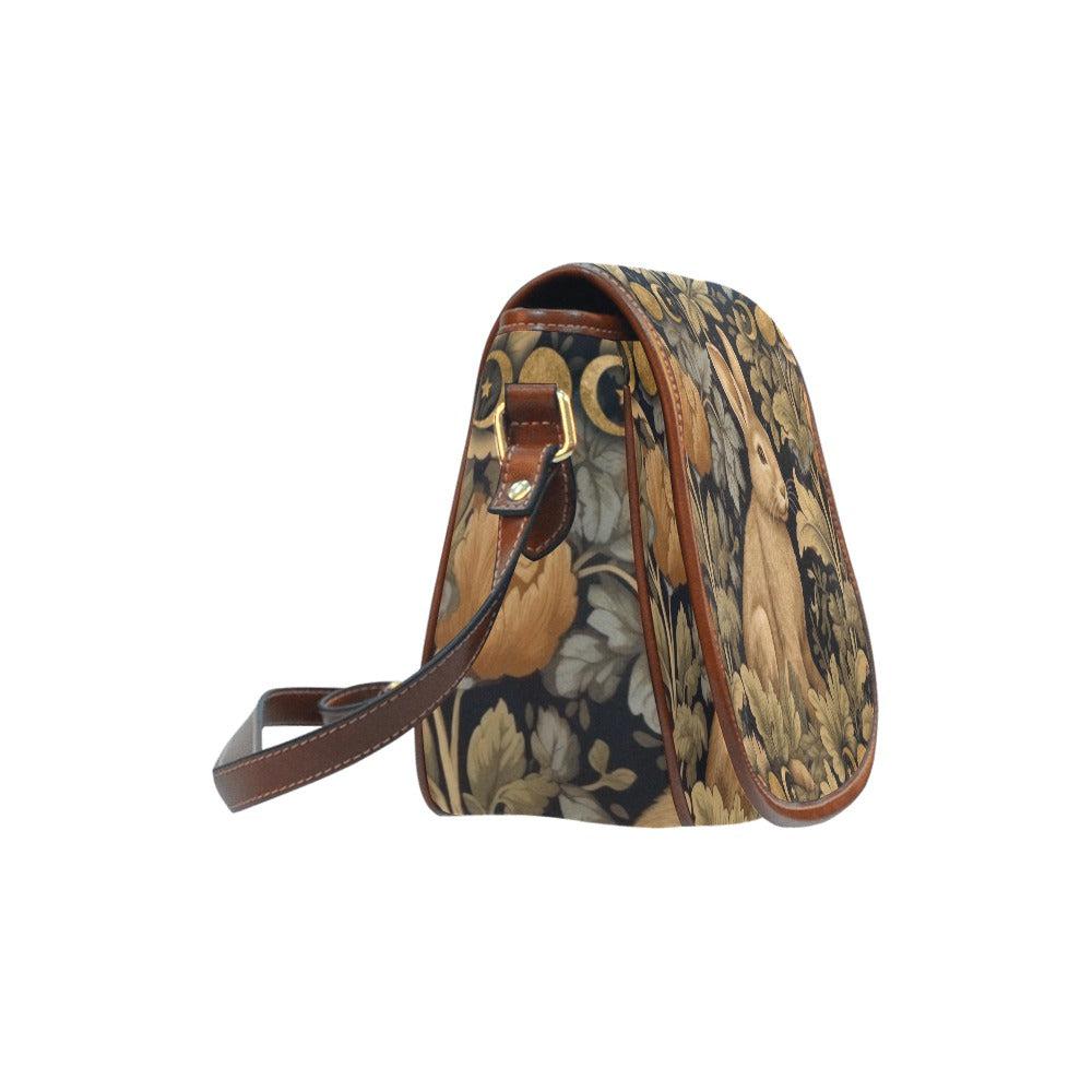 Retro Botanical Rabbit Canvas Saddle Bag - sense forest