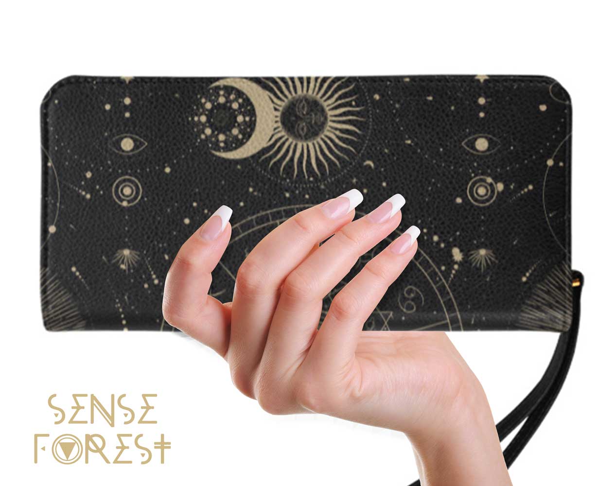 Astrology witch wallet Women's Clutch Purse with strap