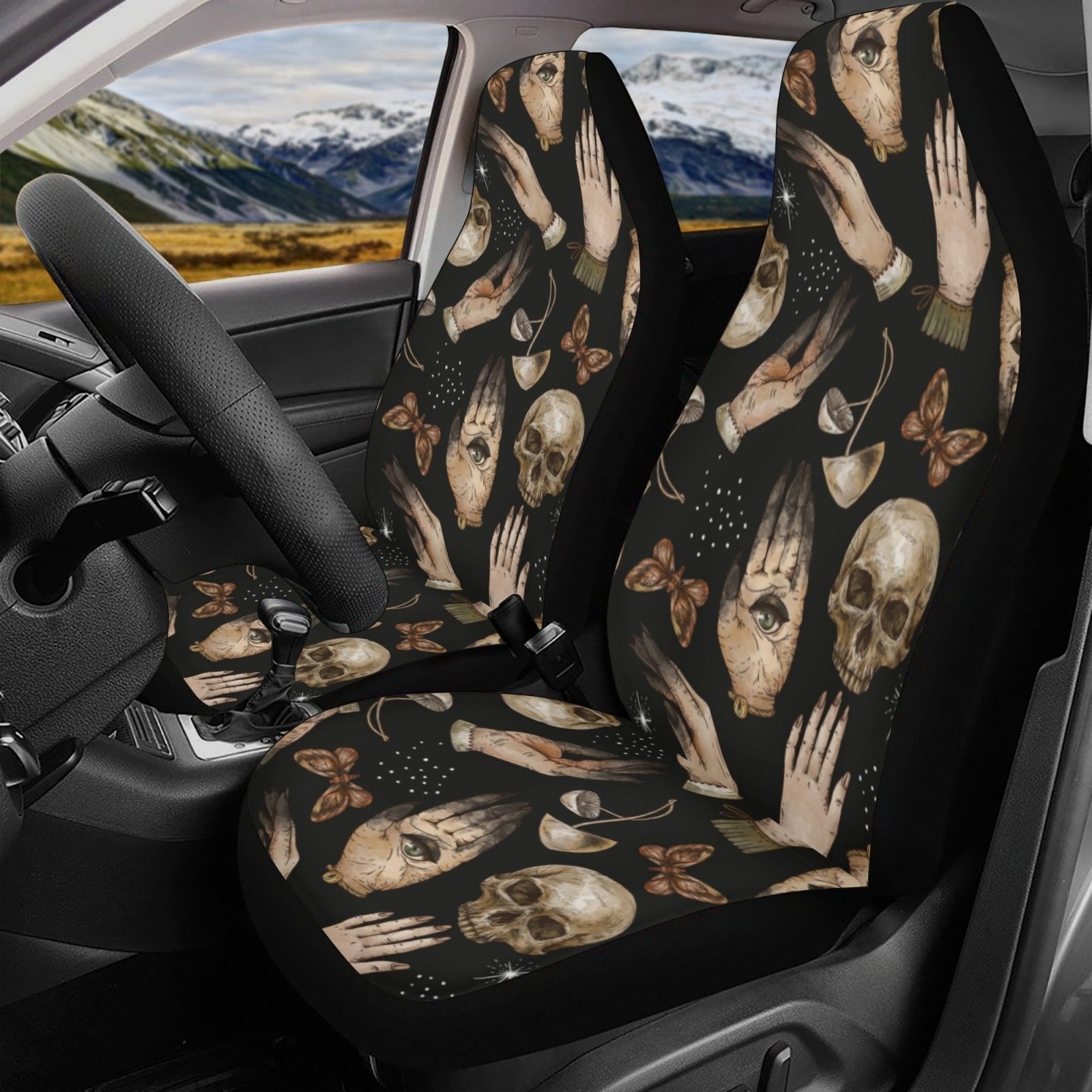 Skull Mushroom Witchcraft Car Seat Cover Set - sense forest