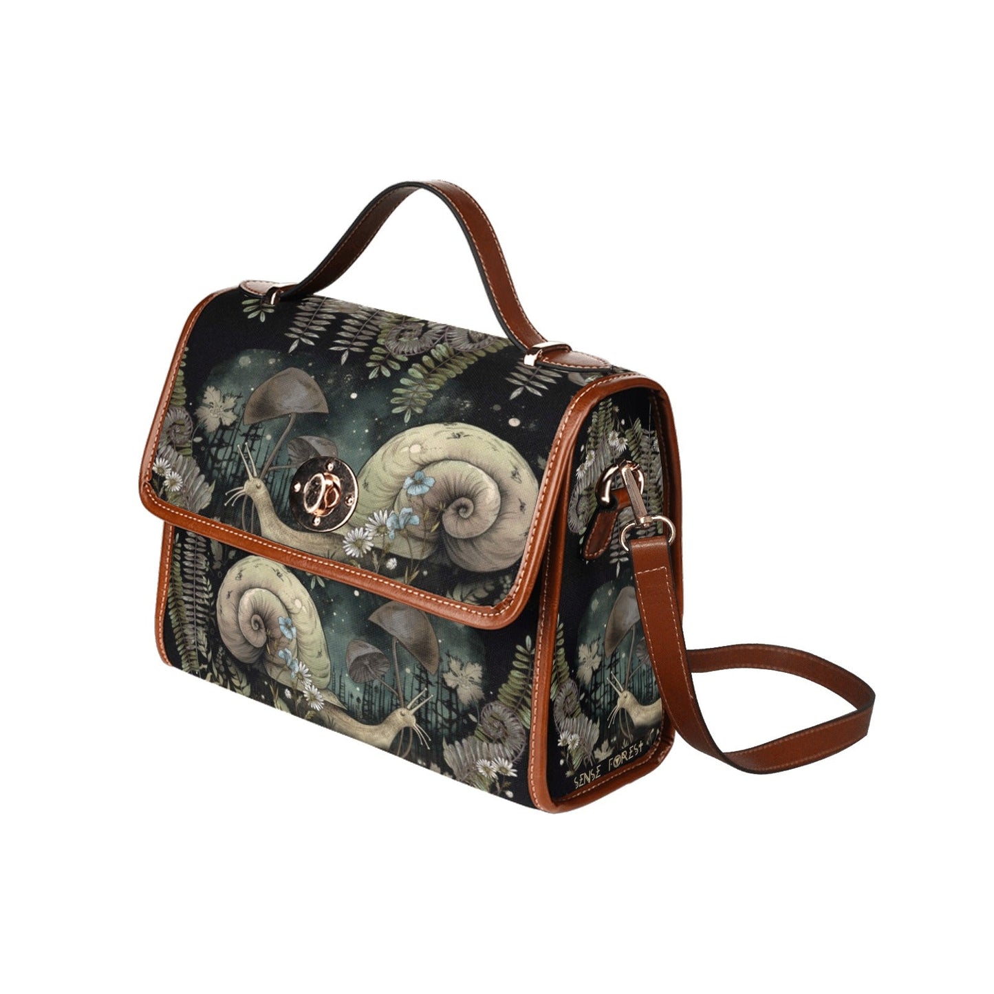Snail forest canvas satchel bag - sense forest