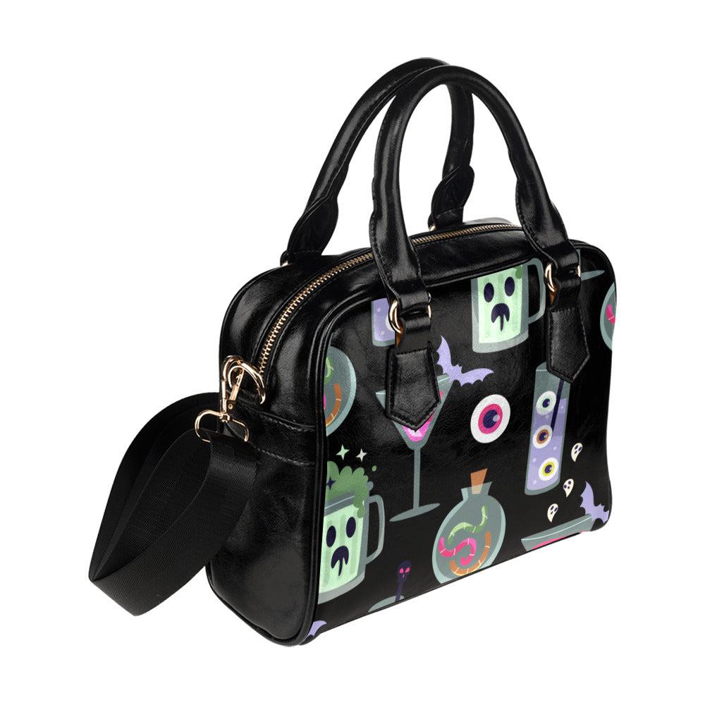 Spooky drinks Kawaii goth bowler bag Shoulder Handbag - sense forest
