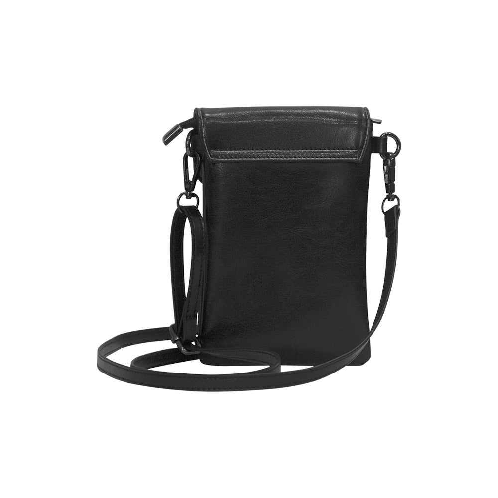 Starry moth print Vegan Leather Cell Phone mini sling bag - sense forest