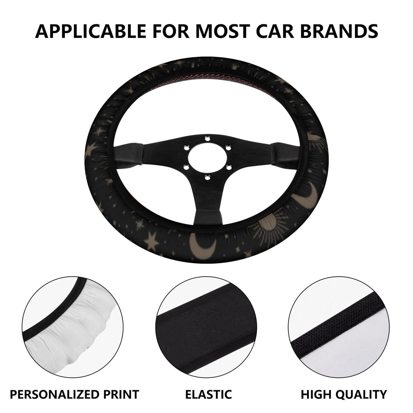 Sun Moon Stars Celestial Car Steering Wheel Cover - sense forest