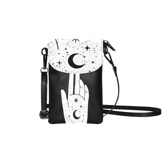 Touch the moon Vegan leather mini sling phone purse - sense forest