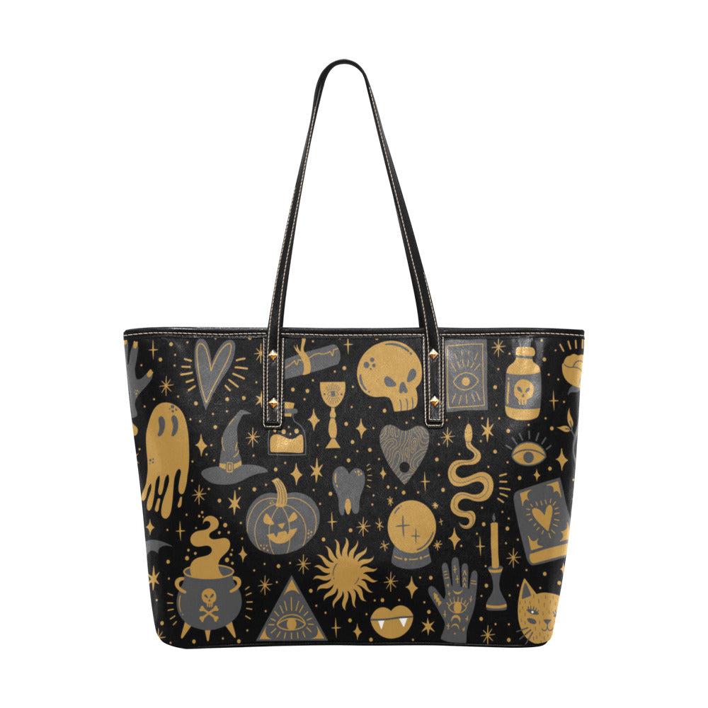 Tumeric witch Mystical elements Vegan leather Zip Tote Bag - sense forest