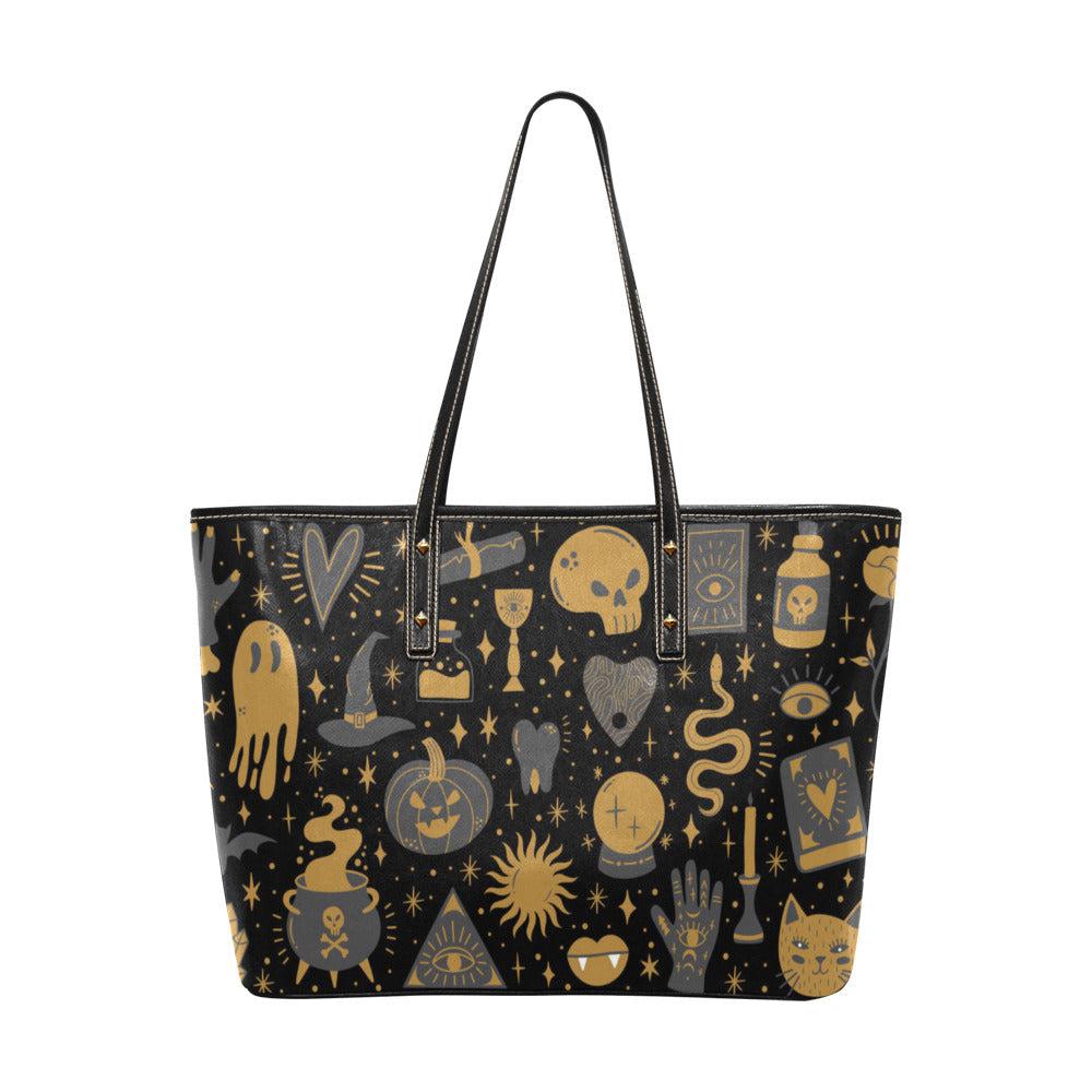 Tumeric witch Mystical elements Vegan leather Zip Tote Bag - sense forest