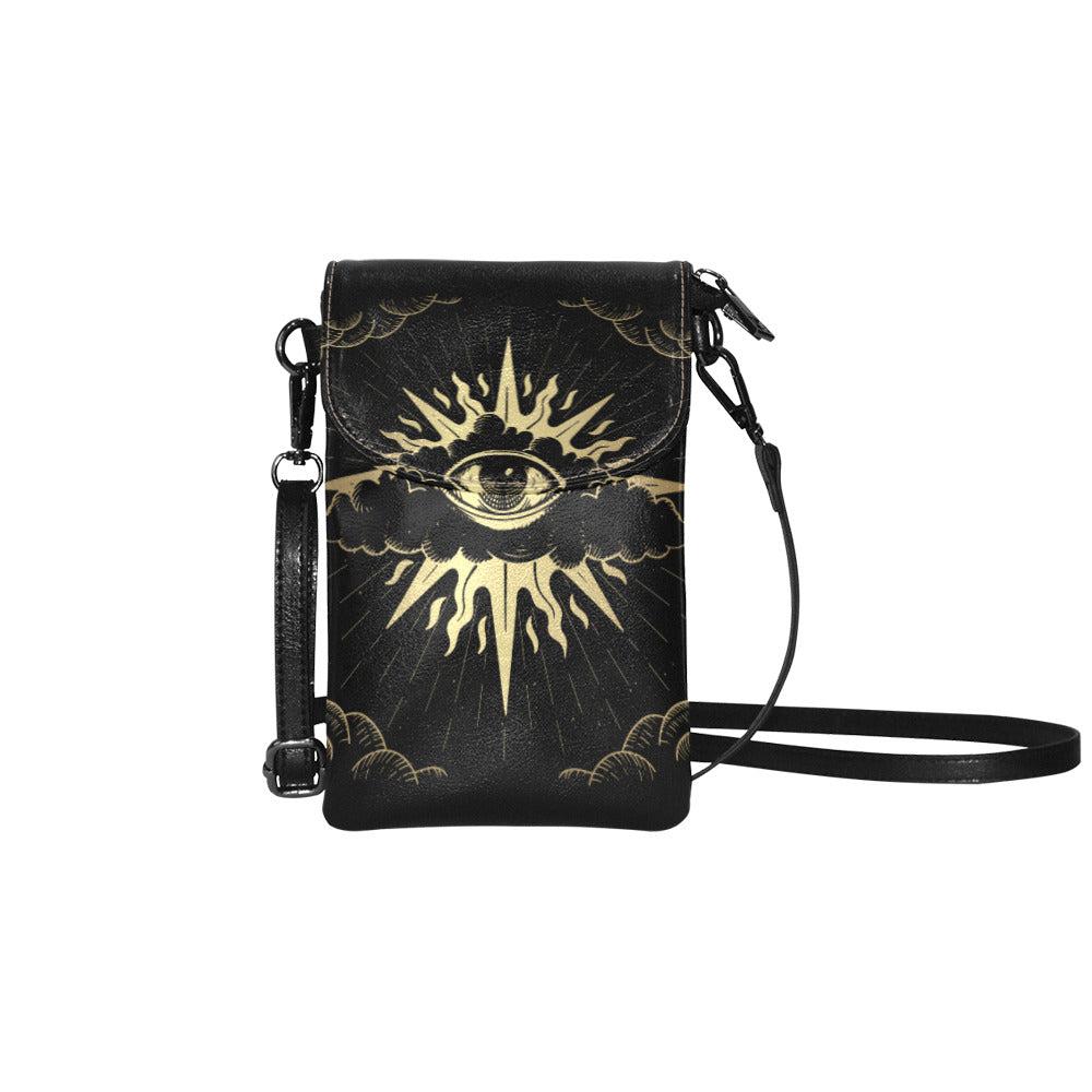 Vegan leather phone purse Mini Sling - sense forest