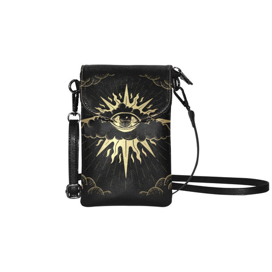 Vegan leather phone purse Mini Sling - sense forest
