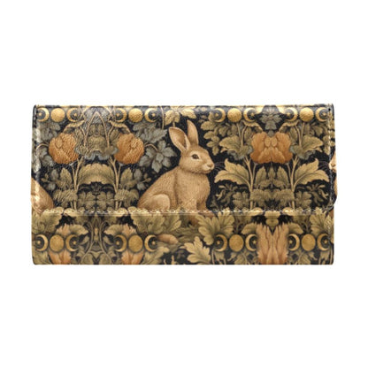 whimsical Retro botanical rabbit Art Nouveau Trifold wallet | Sense Forest - sense forest