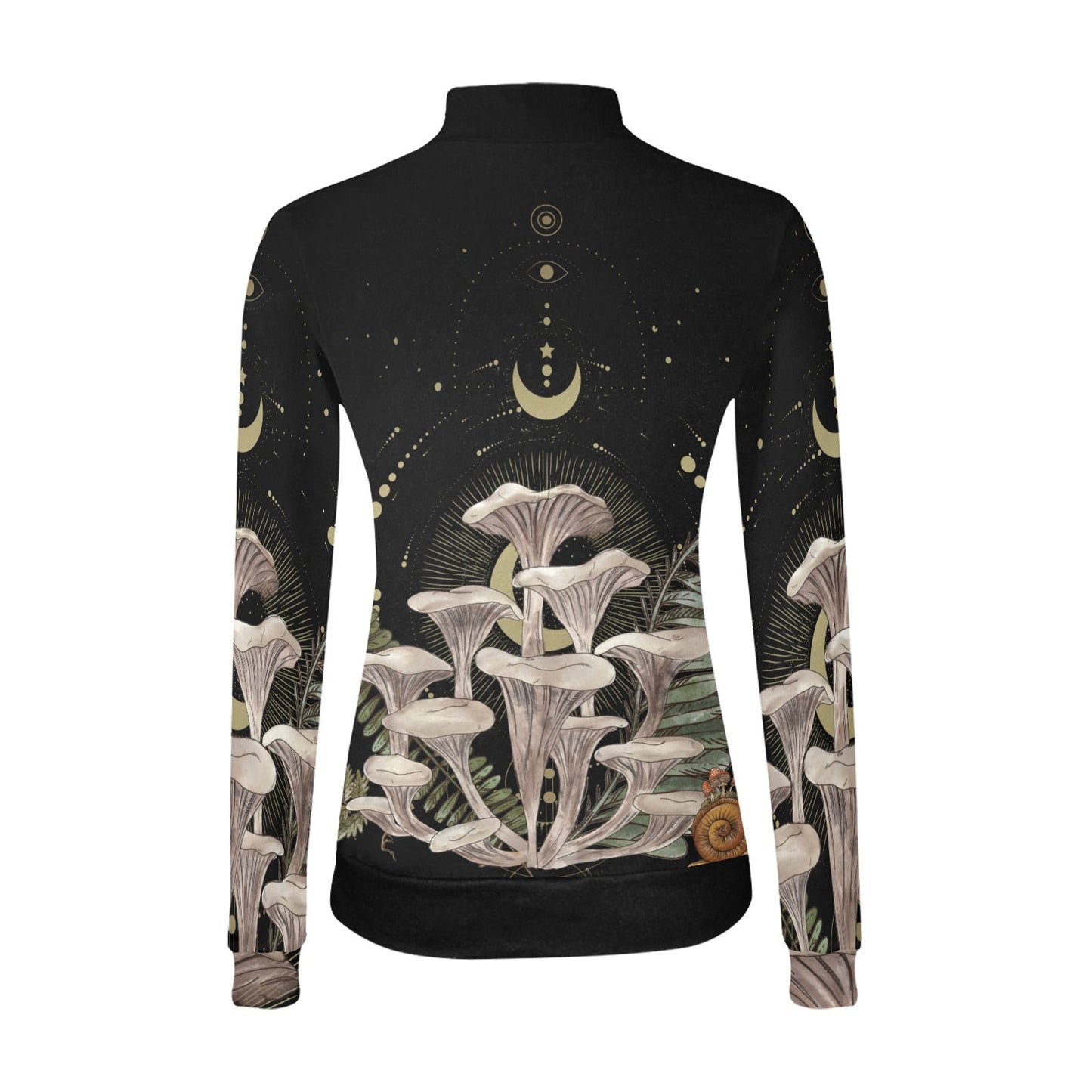 White Chanterelles Long Sleeves Shirt Women's All Over Print Mock Neck Sweater - sense forest