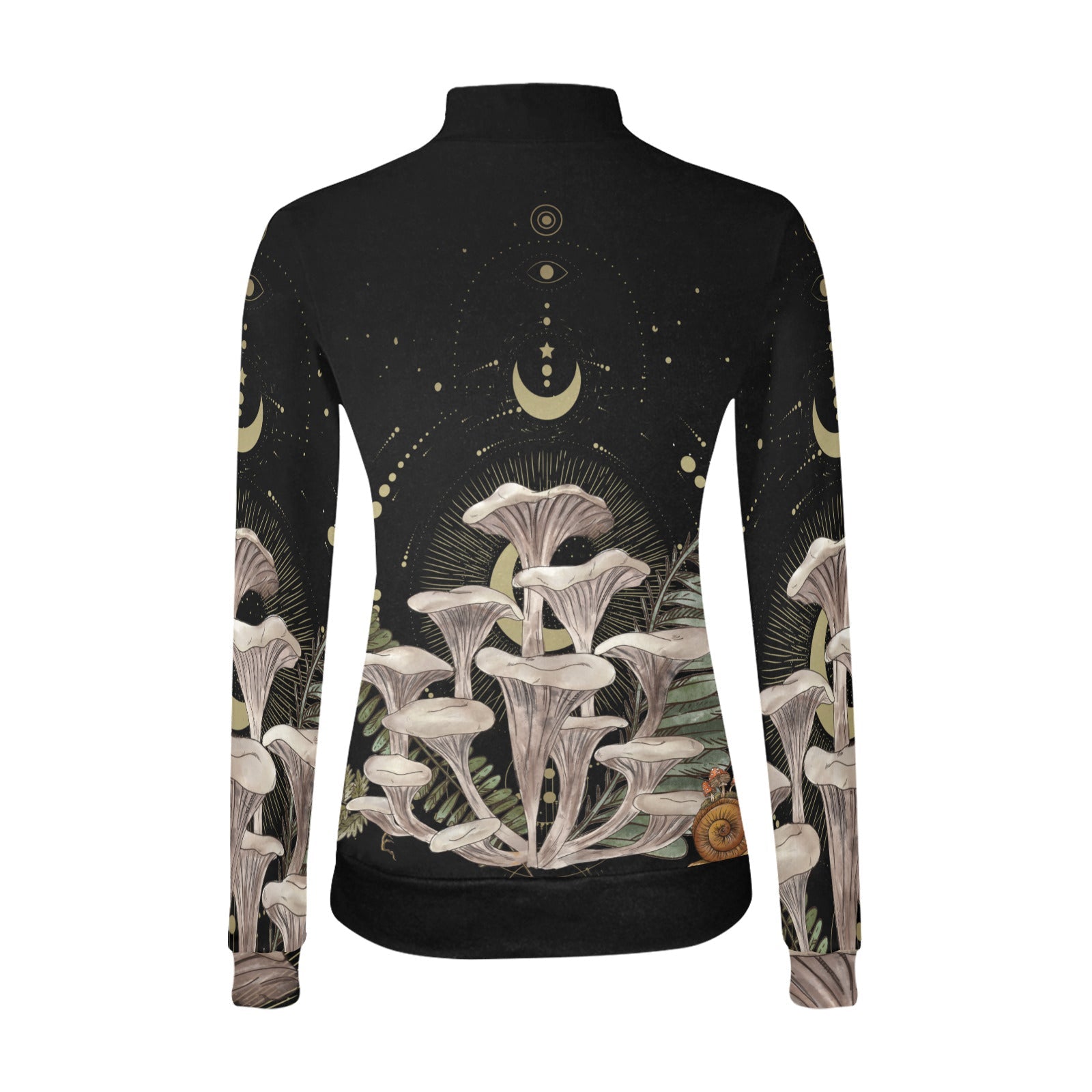 White Chanterelles Long Sleeves Shirt Women's All Over Print Mock Neck Sweater - sense forest