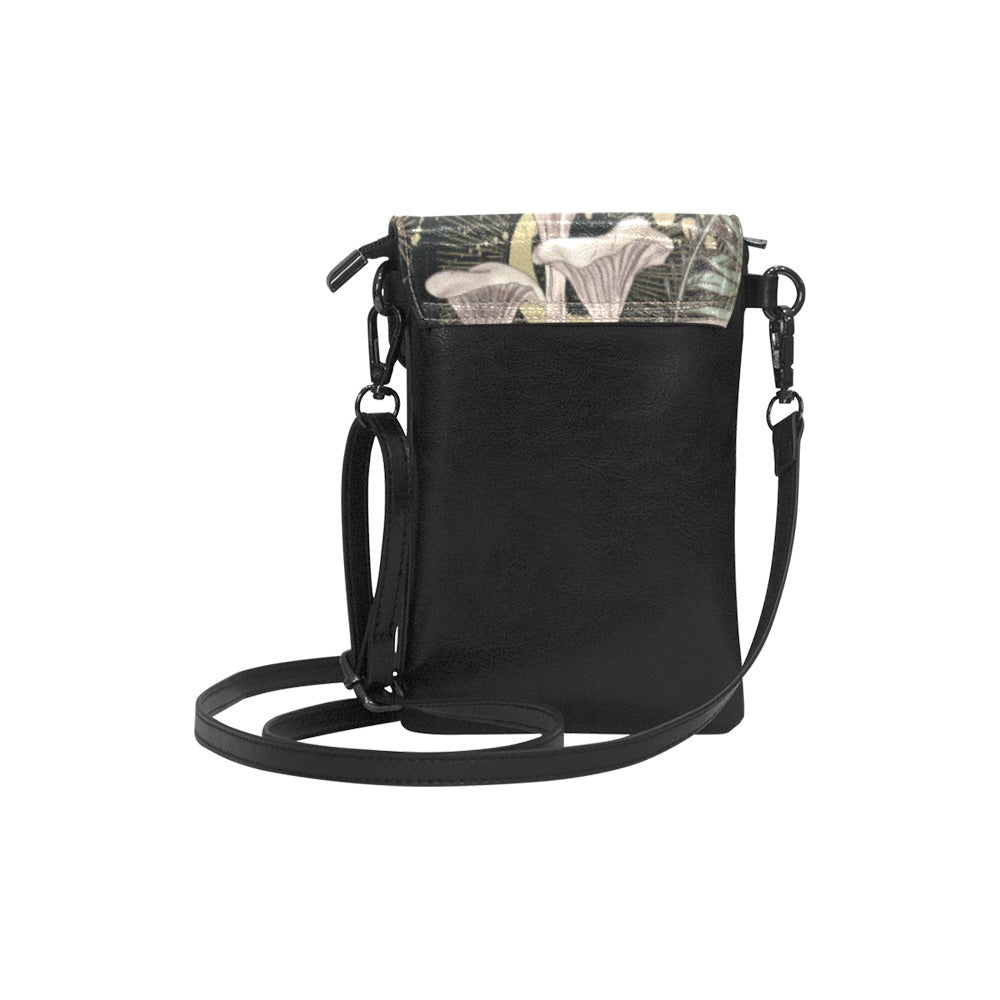 White mushroom zodiac Vegan leather phone purse - sense forest