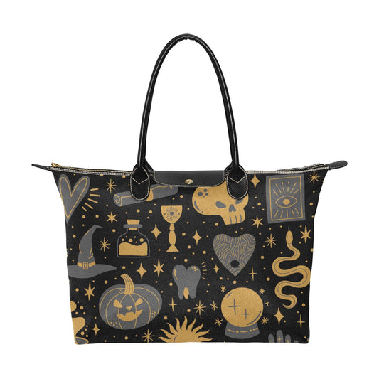 Tumeric witch elements zip tote Women's zip tote bag - sense forest