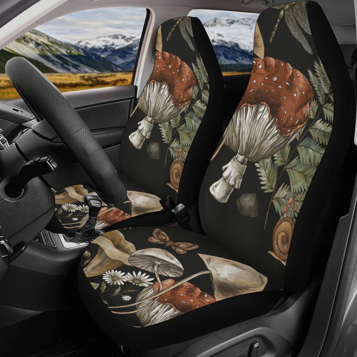 Woodland Mushroom Fern Snail Car Seat Cover Set - sense forest